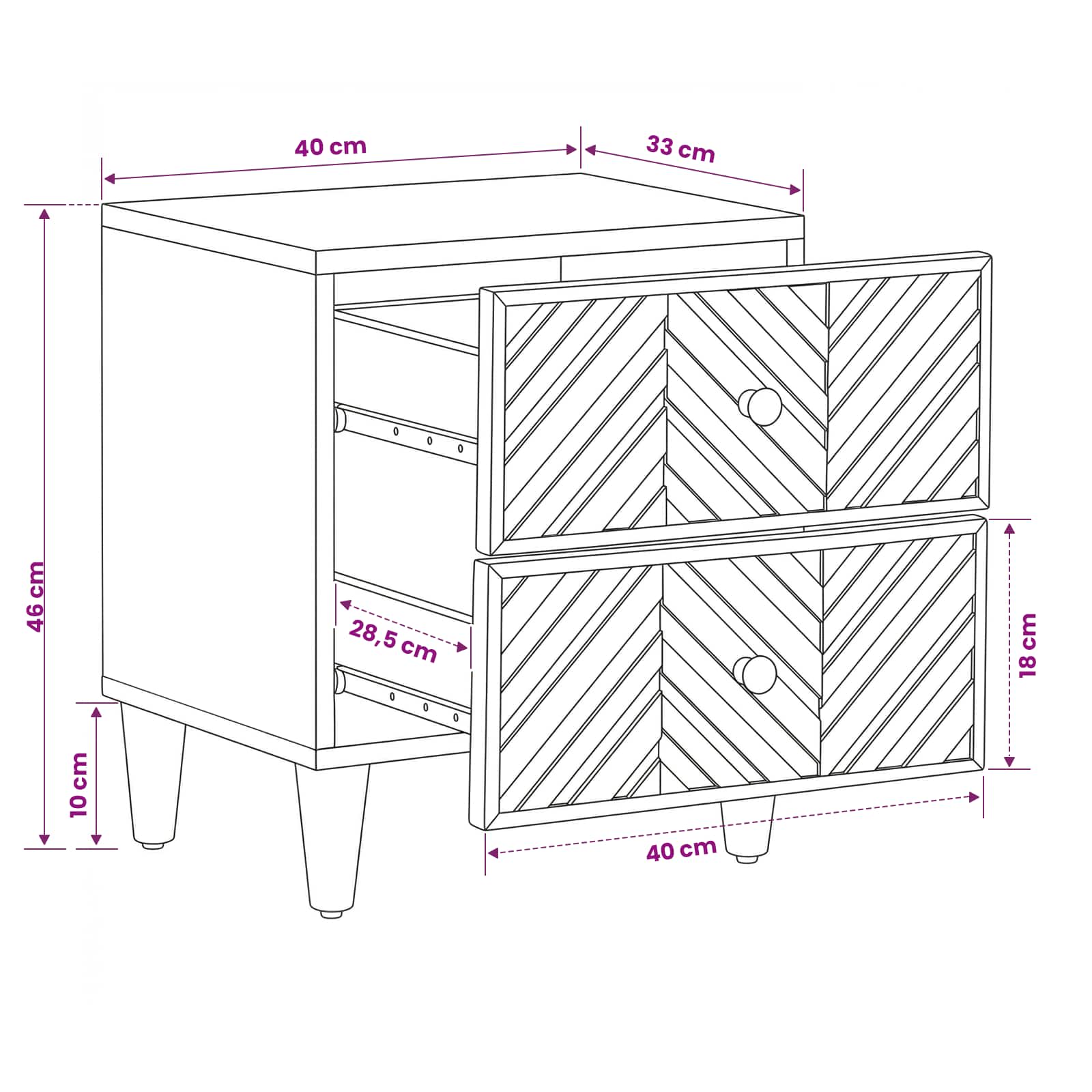 Comodino Marrone 40 x 33,5 x 46 cm Legno di mango massello | homemem39