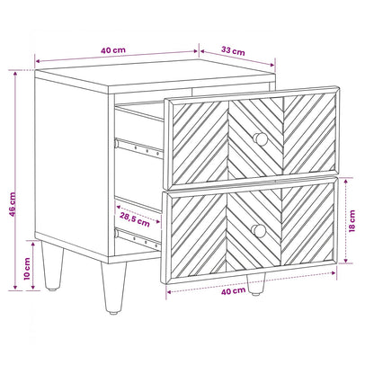 Comodino Marrone 40 x 33,5 x 46 cm Legno di mango massello | homemem39