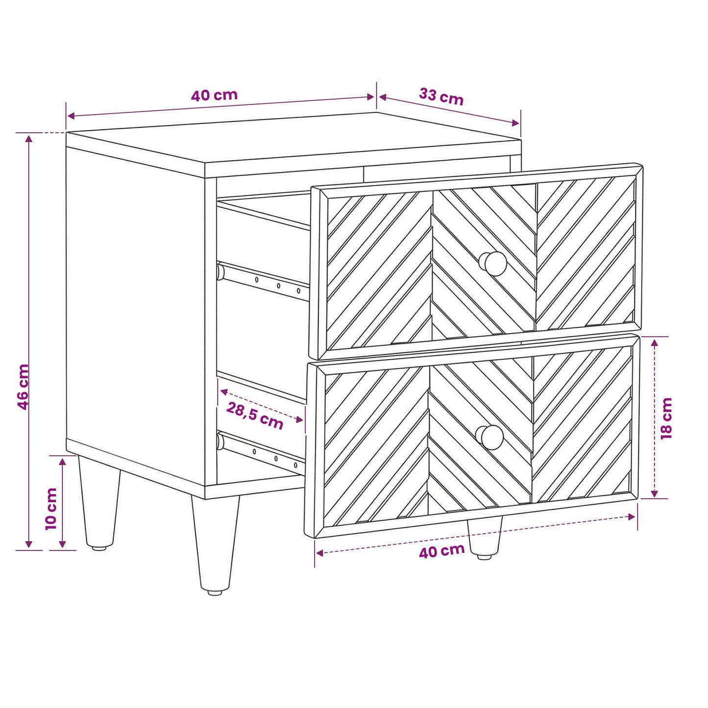 Comodino 2 pcs Marrone 40 x 33,5 x 46 cm | homemem39
