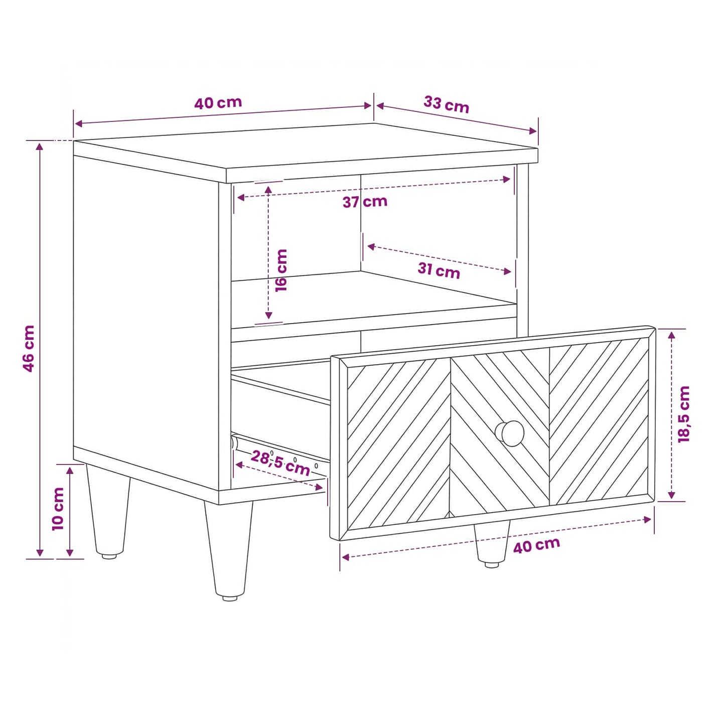 Comodino Marrone 50 x 33 x 60 cm Legno di mango massello | homemem39