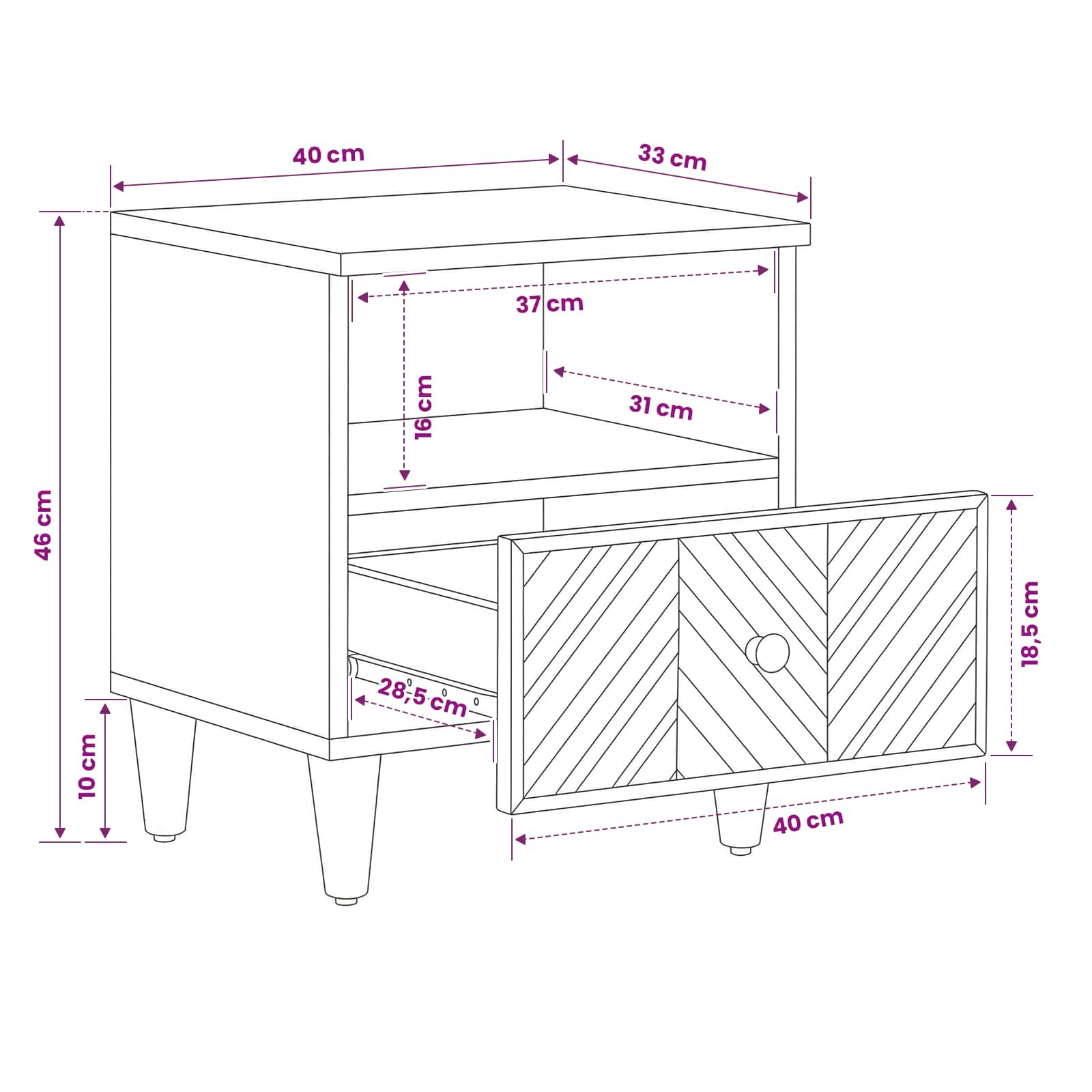 Comodino Marrone 50 x 33 x 60 cm Legno di mango massello | homemem39