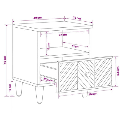 Comodino 2 pcs Marrone 50 x 33 x 60 cm Legno di mango massello | homemem39