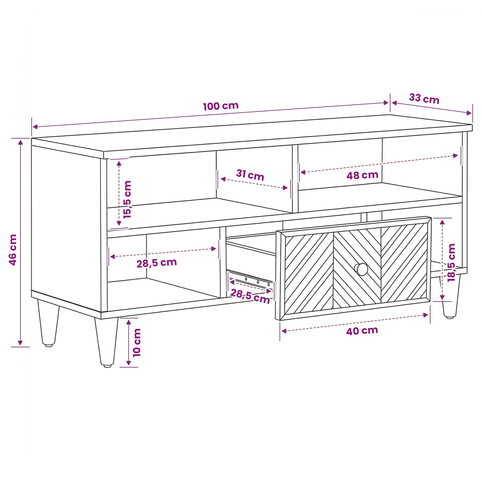 Armadi di Stoccaggio con cassetto Marrone 100 x 33,5 x 46 cm | homemem39