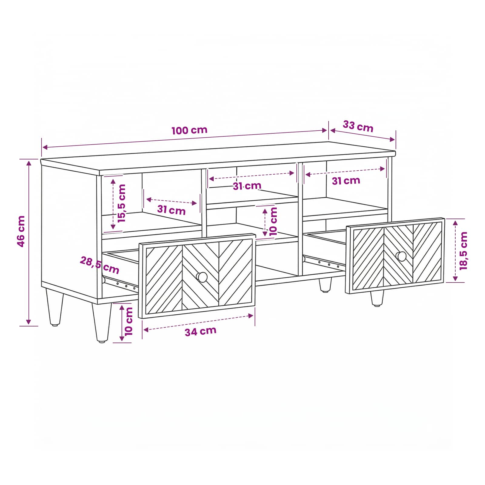 Armadi di Stoccaggio con cassetto Marrone 100 x 33,5 x 46 cm | homemem39