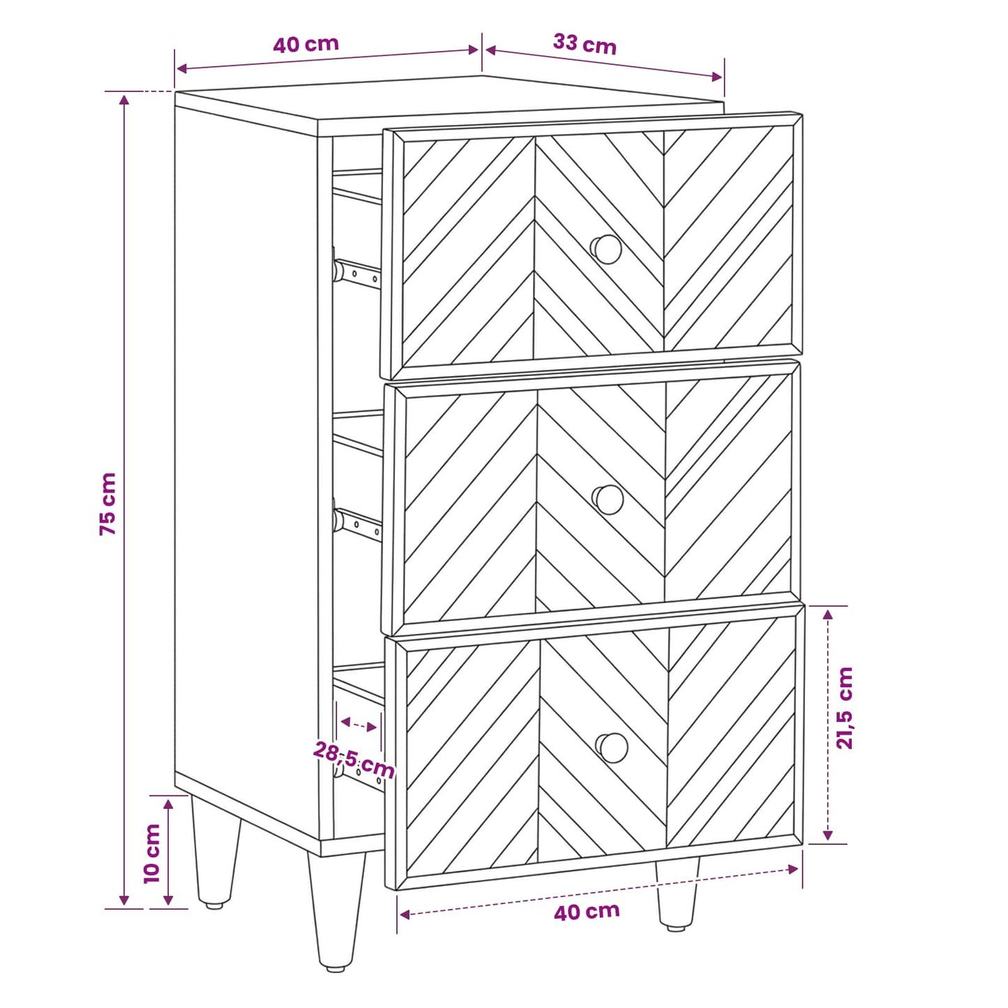 Armadi di Stoccaggio con cassetto Marrone 40 x 33,5 x 75 cm | homemem39