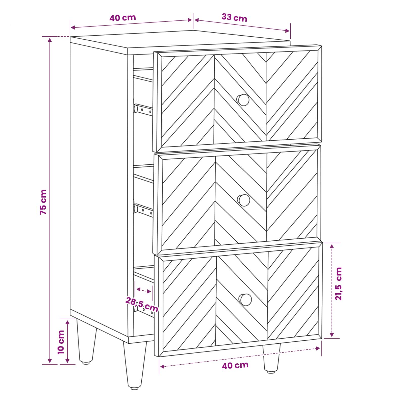 Armadi di Stoccaggio con cassetto Marrone 40 x 33,5 x 75 cm | homemem39