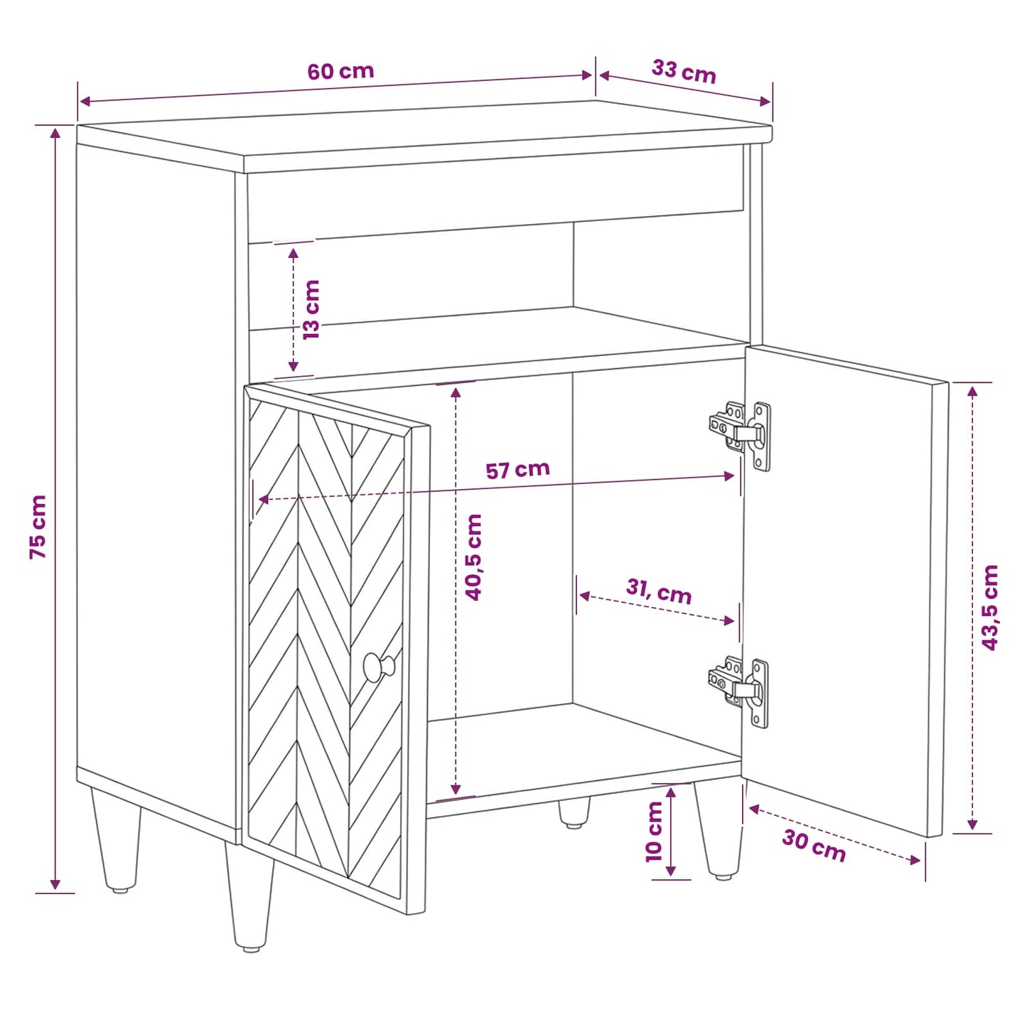 Armadi di Stoccaggio con porta Marrone 60 x 33,5 x 75 cm | homemem39