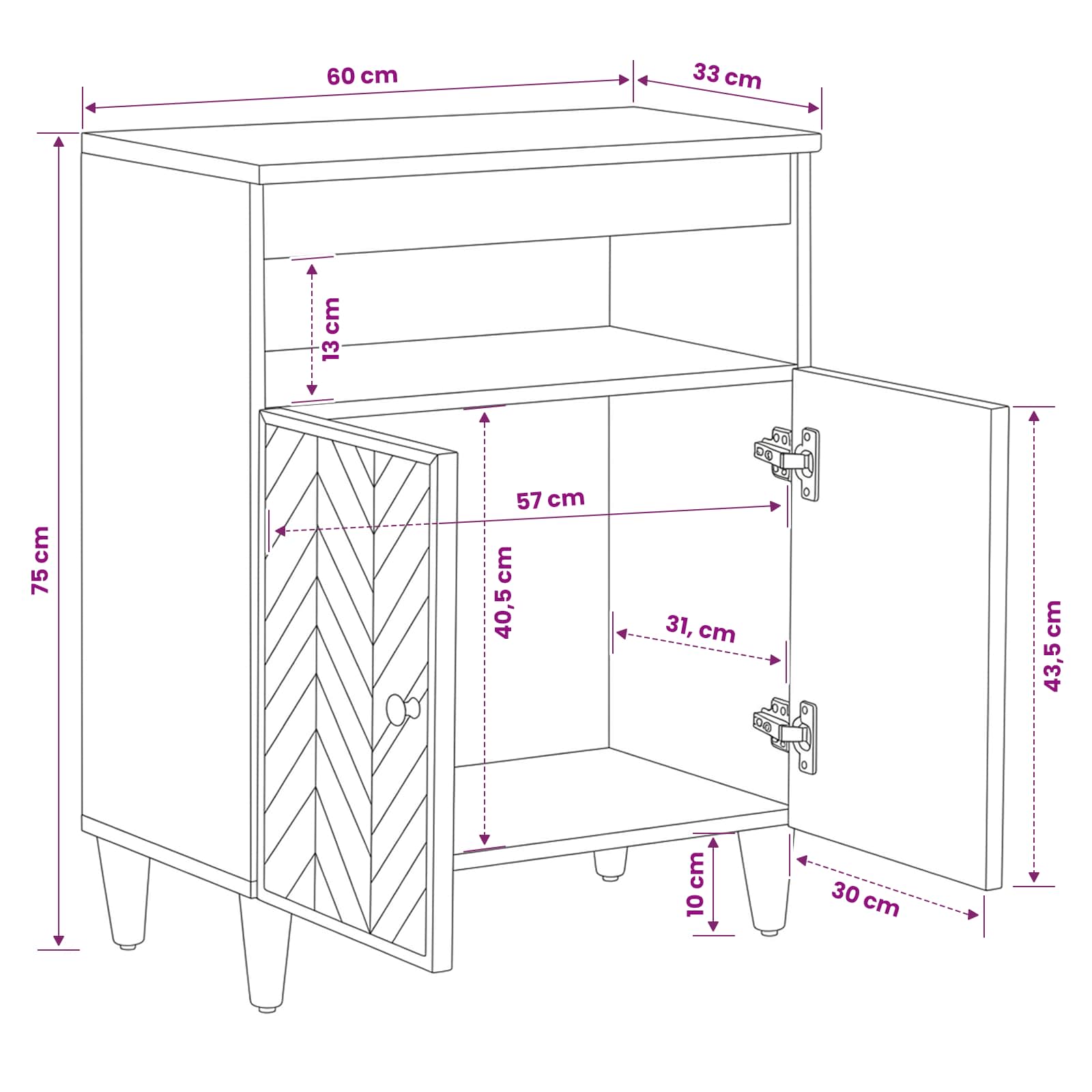 Armadi di Stoccaggio con porta Marrone 60 x 33,5 x 75 cm | homemem39