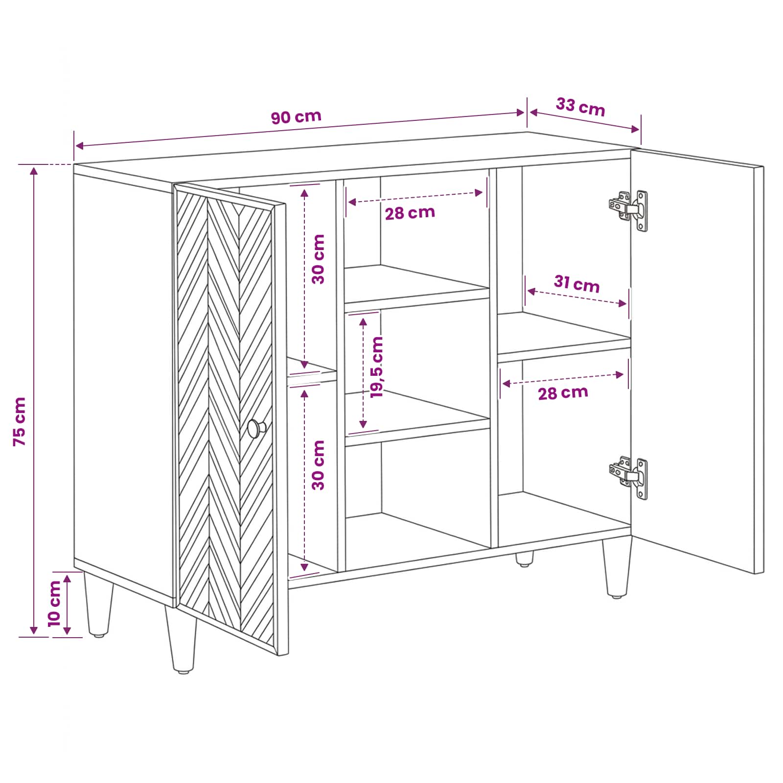 Armadi di Stoccaggio con porta Marrone 90 x 33,5 x 75 cm | homemem39
