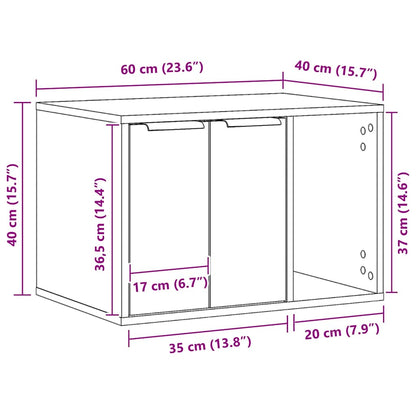 Recinto Lettiera Gatti Legno Vecchio 60x40x40 cm in Truciolato | homemem39