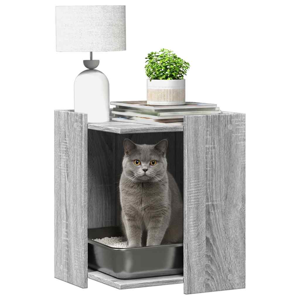 Recinto Lettiera Gatti Grigio Sonoma 60x40x40 cm in Truciolato | homemem39