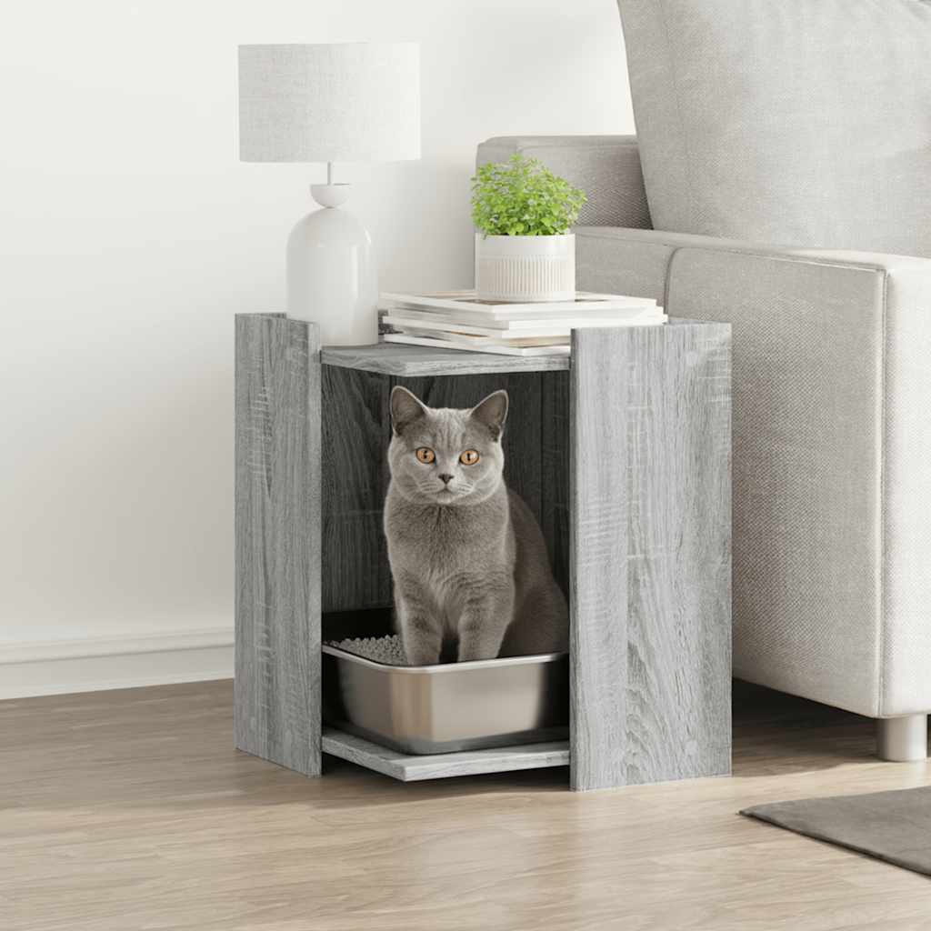Recinto Lettiera Gatti Grigio Sonoma 60x40x40 cm in Truciolato | homemem39