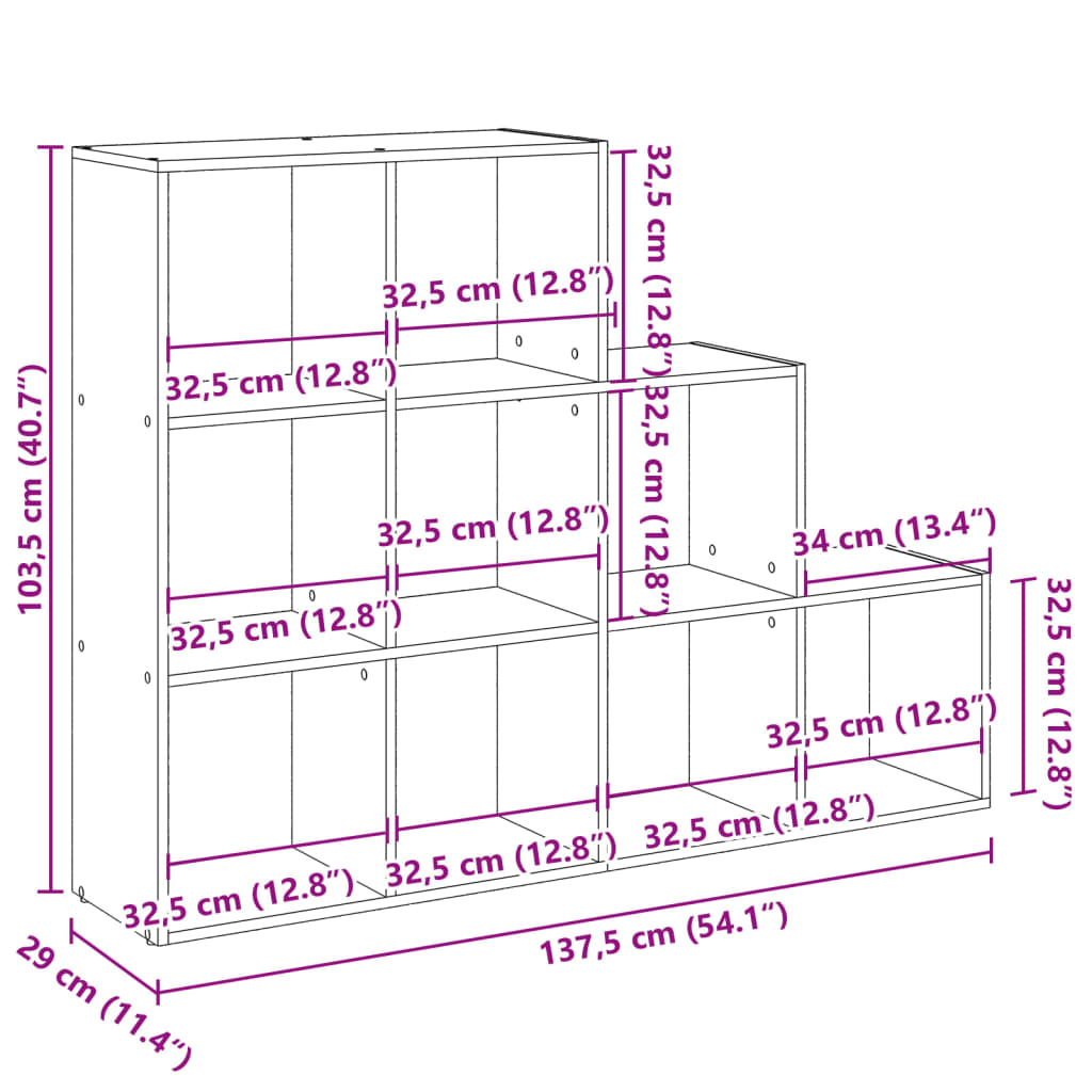 Libreria Divisorio 3 Ripiani Nera 137,5x29x103,5 cm Truciolato