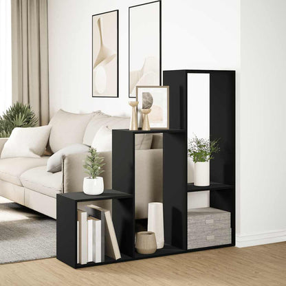 Libreria Divisorio 3 Ripiani Nera 123x29x123 cm in Truciolato - homemem39