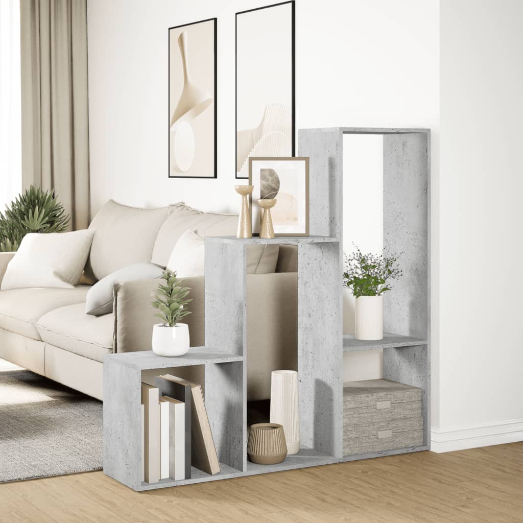 Libreria Divisorio 3Piani Grigio Cemento 123x29x123 Truciolato - homemem39