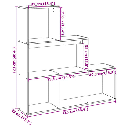 Libreria Divisorio 3Piani Grigio Cemento 123x29x123 Truciolato