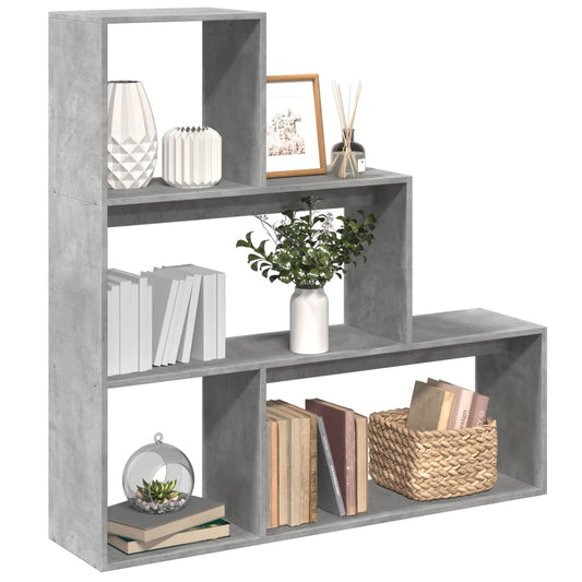 Libreria Divisorio 3Piani Grigio Cemento 123x29x123 Truciolato