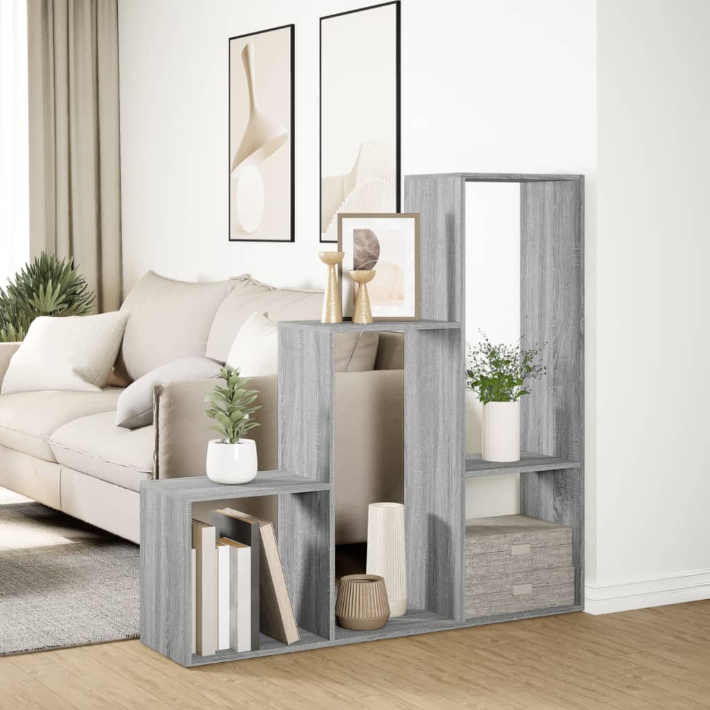 Libreria Divisorio 3Piani Grigio Sonoma 123x29x123cm Truciolato - homemem39