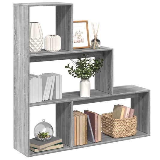 Libreria Divisorio 3Piani Grigio Sonoma 123x29x123cm Truciolato