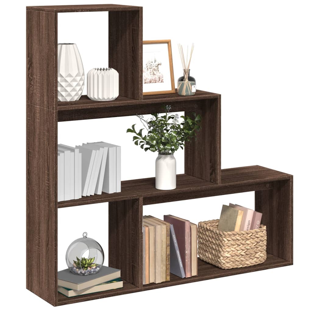 Libreria Divisoria 3Piani Rovere Marrone 123x29x123 Truciolato