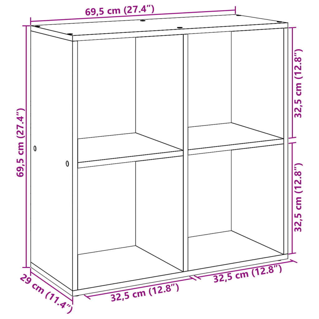 Libreria Divisorio Nera 69,5x29x69,5 cm in Truciolato