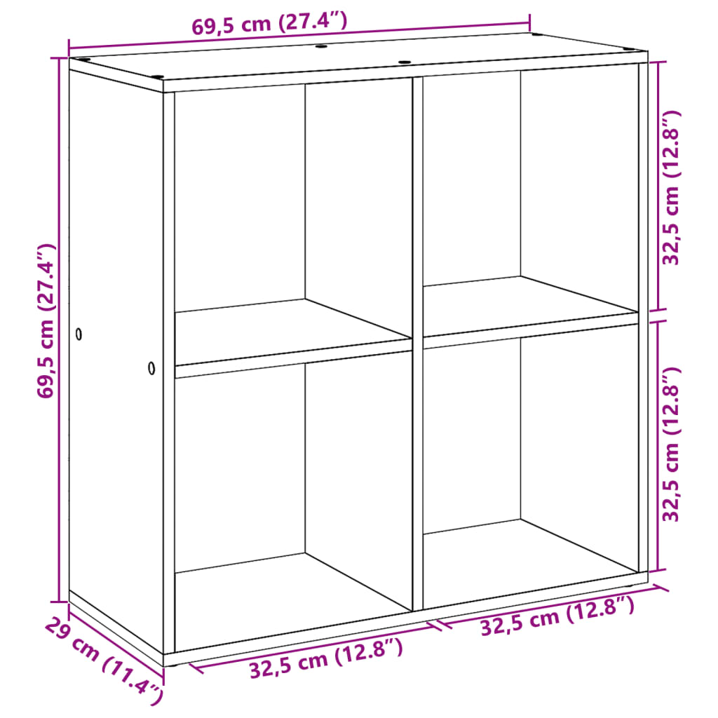 Libreria Divisorio Rovere Sonoma 69,5x29x69,5 cm in Truciolato