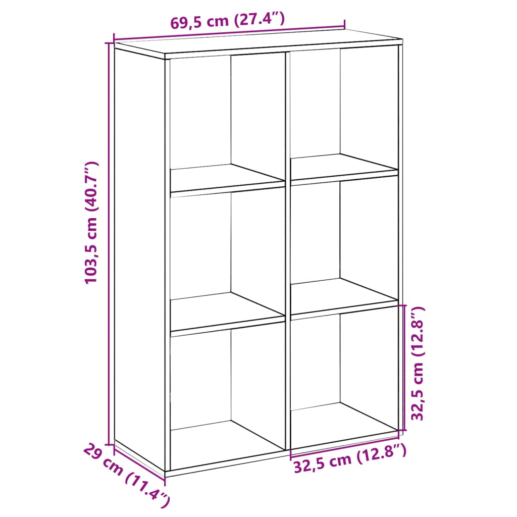 Libreria Divisorio Rovere Sonoma 69,5x29x103,5 cm in Truciolato