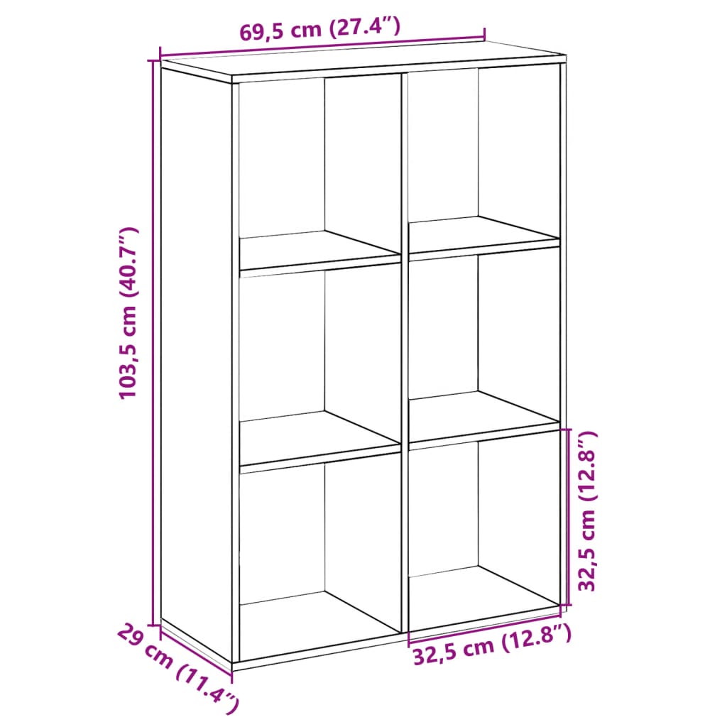 Libreria Divisorio Legno Antico 69,5x29x103,5 cm in Truciolato