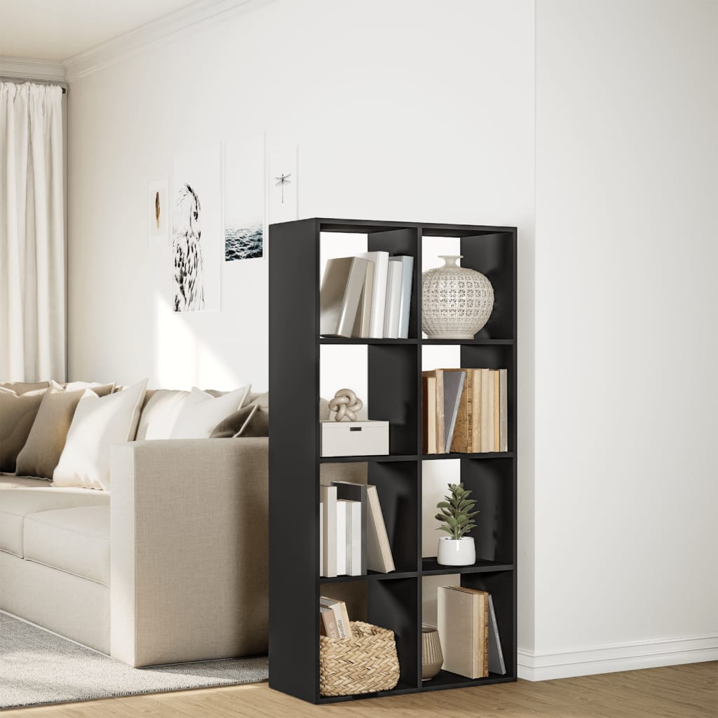 Libreria Divisorio Nera 69,5x29x137,5 cm in Truciolato