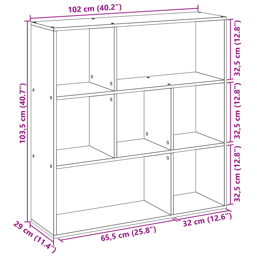 Libreria Divisorio Bianca 102x29x103,5 cm in Truciolato