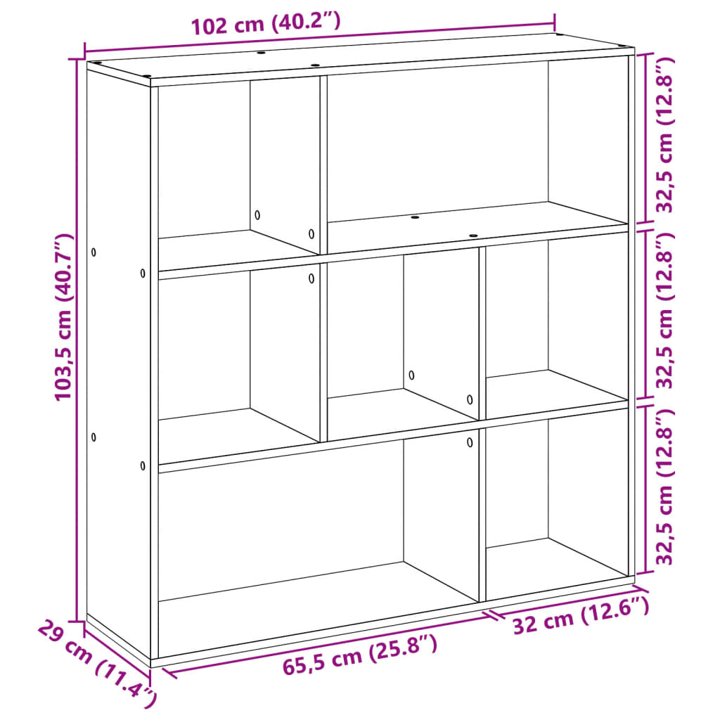 Libreria Divisorio Grigio Sonoma 102x29x103,5 cm in Truciolato