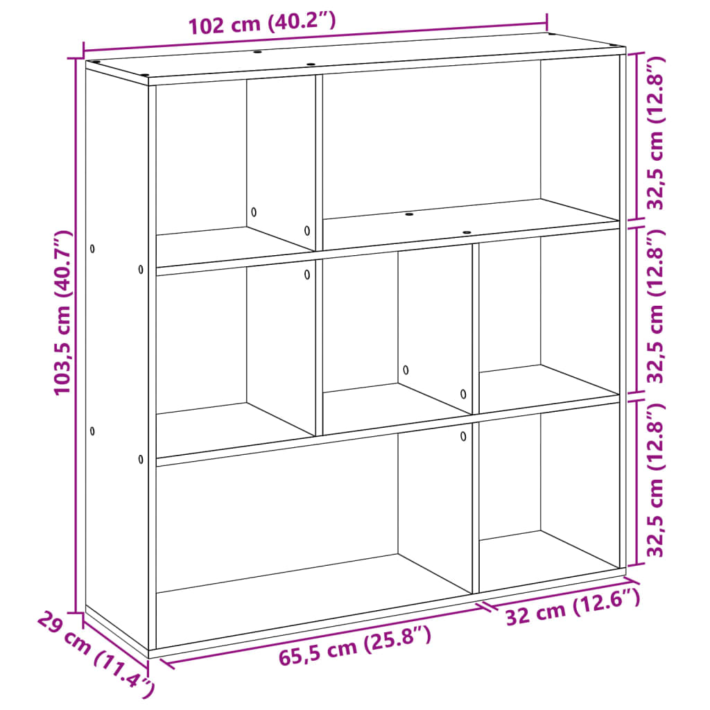 Libreria Divisorio Legno Antico 102x29x103,5 cm in Truciolato - homemem39