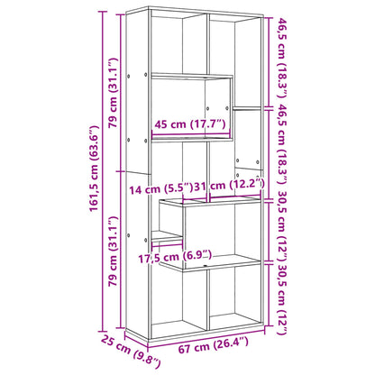 Libreria Divisorio Legno Antico 67x25x161,5 cm in Truciolato | homemem39