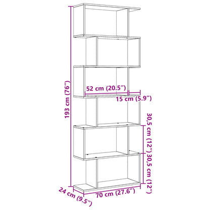 Libreria Divisorio 6 Ripiani Bianca 70x24x193 cm in Truciolato