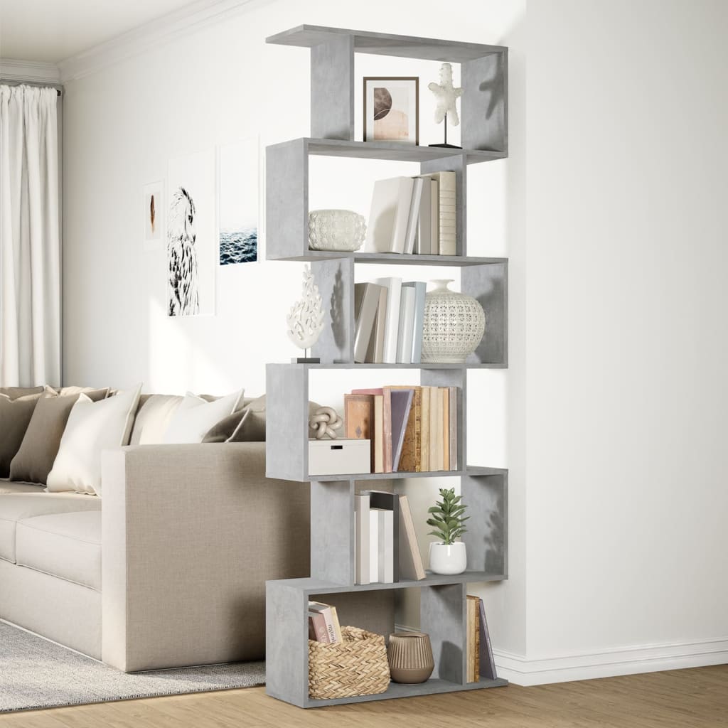 Libreria Divisorio 6Piani Grigio Cemento 70x24x193cm Truciolato