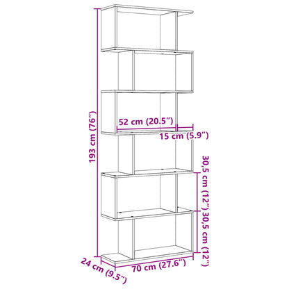 Libreria 6 Ripiani Rovere Fumo 70x24x193 cm in Truciolato