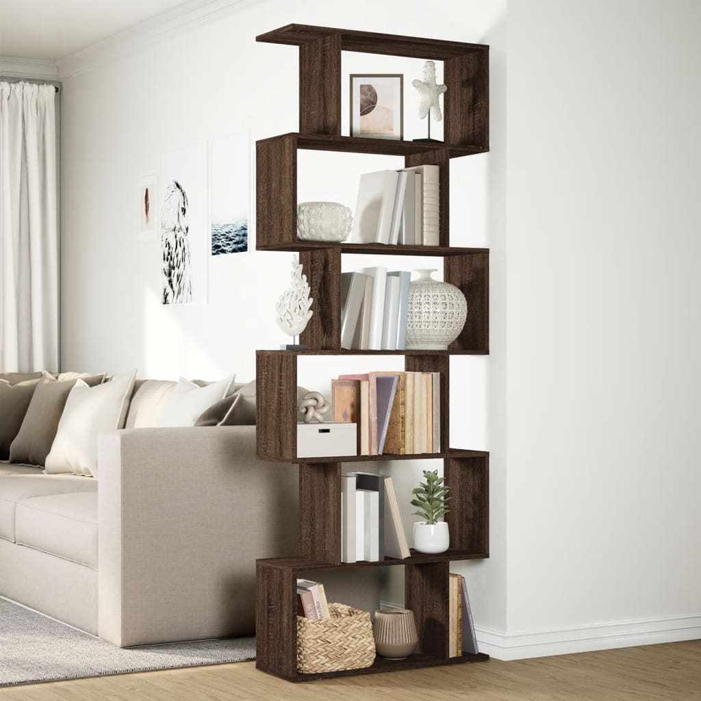 Libreria 6 Ripiani Rovere Marrone 70x24x193 cm in Truciolato