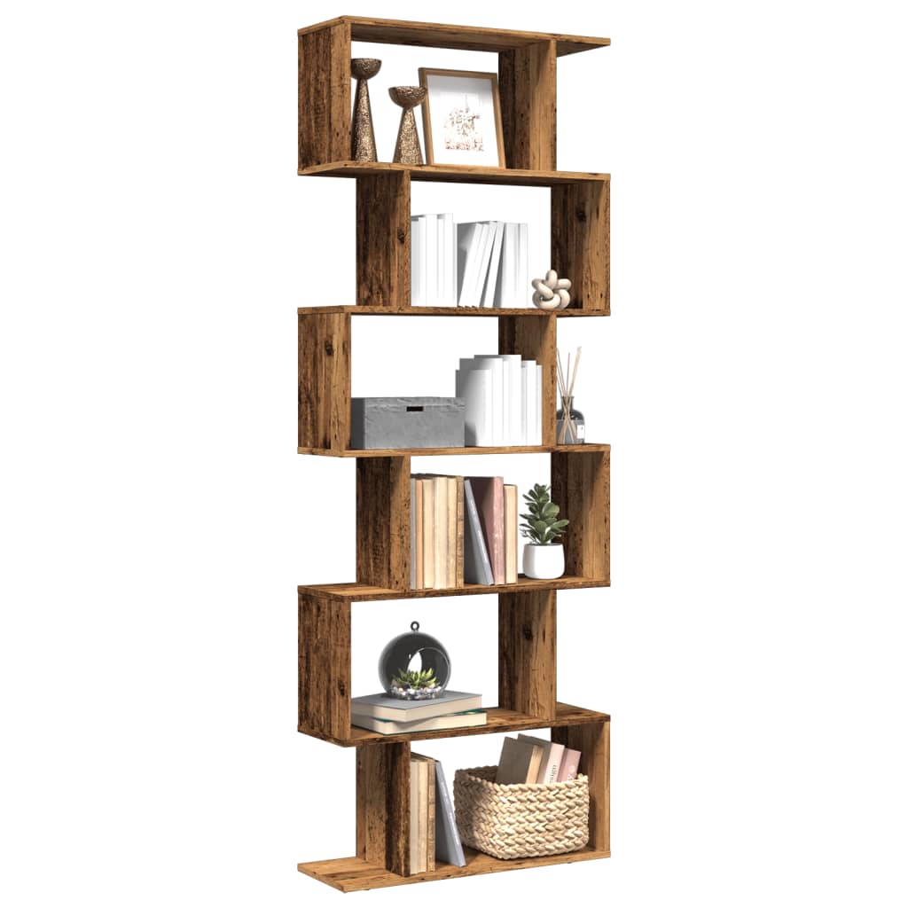 Libreria Divisorio 6Ripiani Legno Antico 70x24x193cm Truciolato