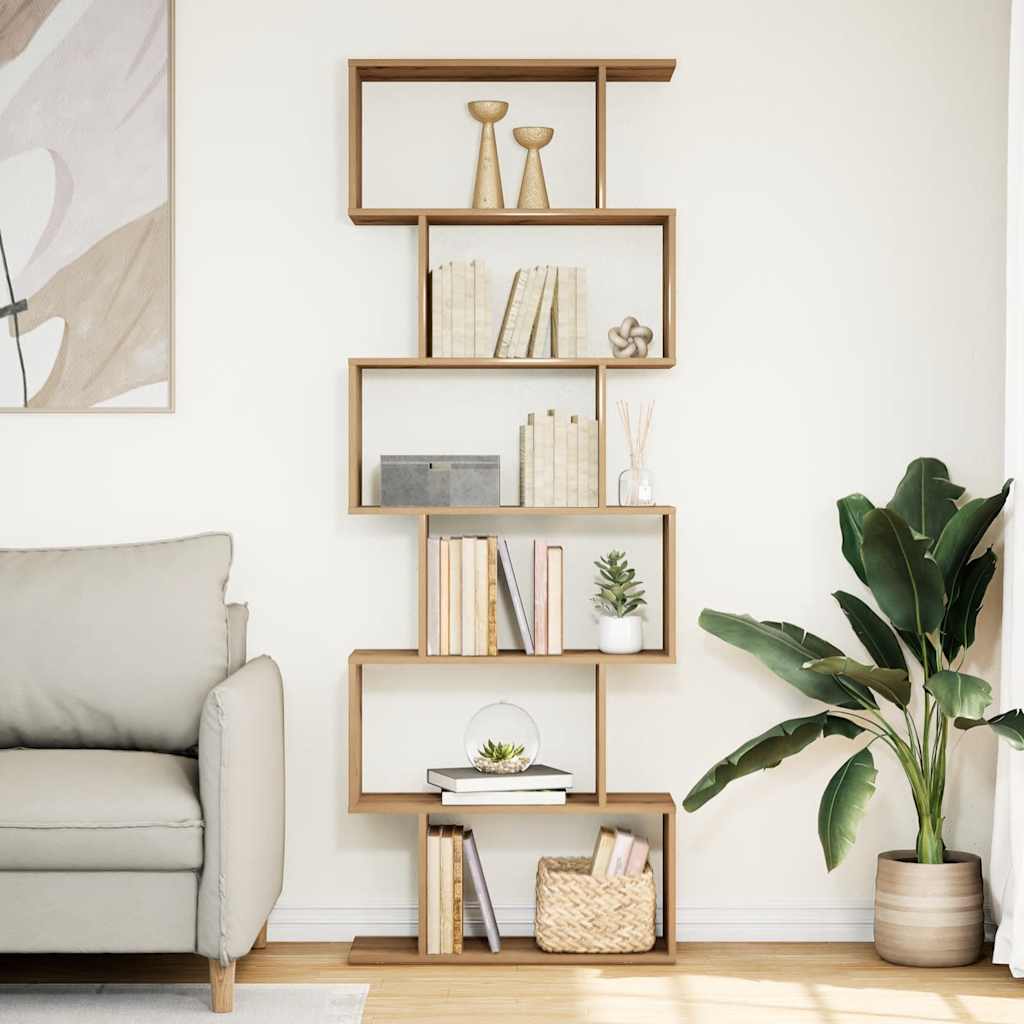 Libreria 6 Ripiani Rovere Artigianale 70x24x193 cm Truciolato | homemem39