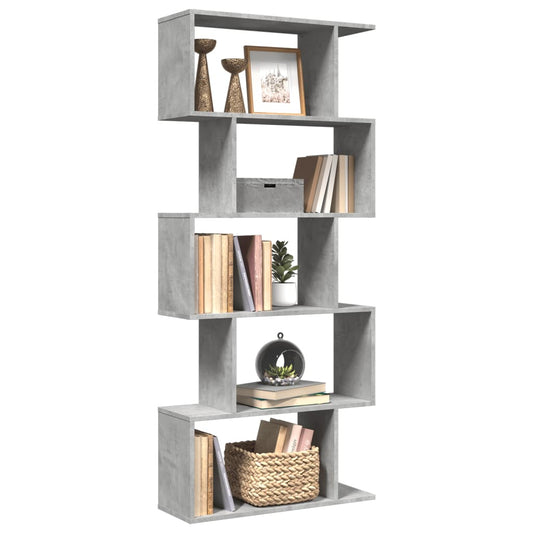 Libreria Divisorio 5Piani Grigio Cemento 70x24x161cm Truciolato