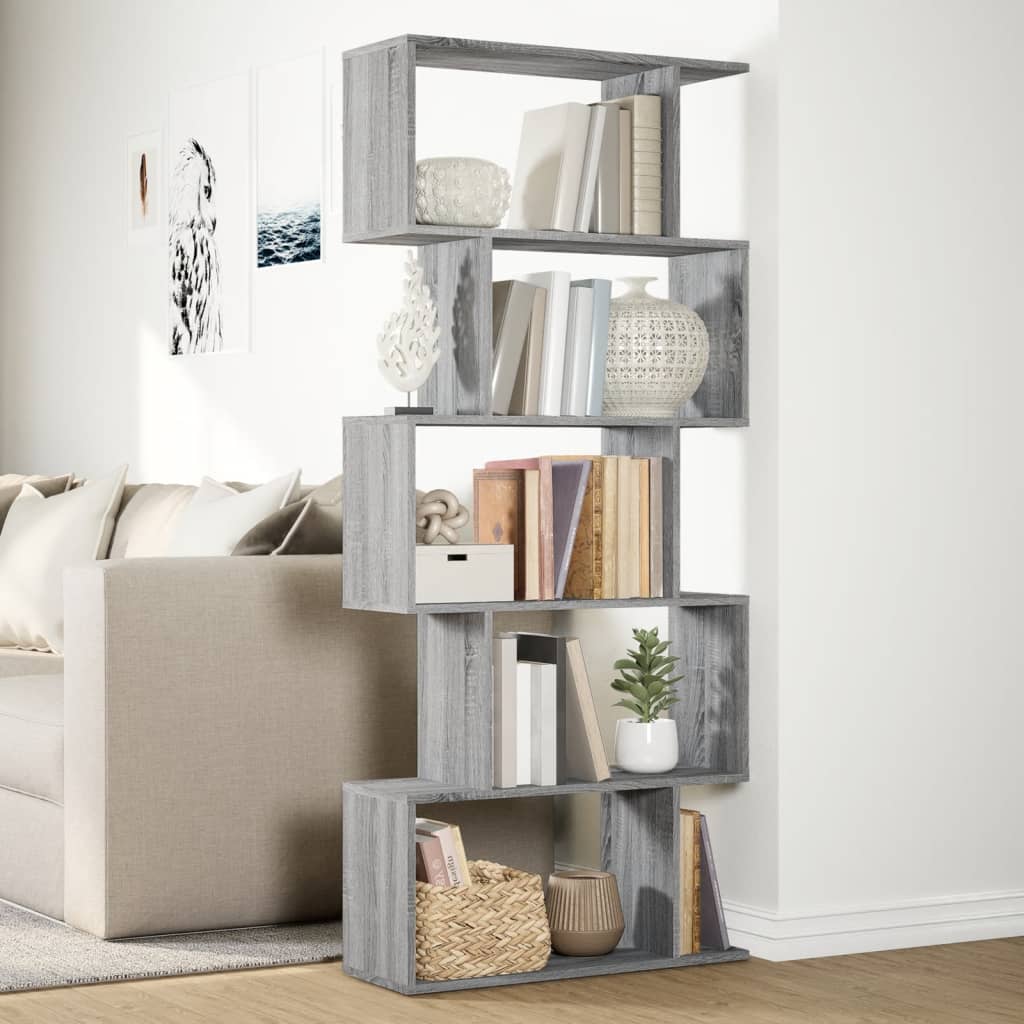 Libreria Divisorio 5Piani Grigio Sonoma 70x24x161cm Truciolato