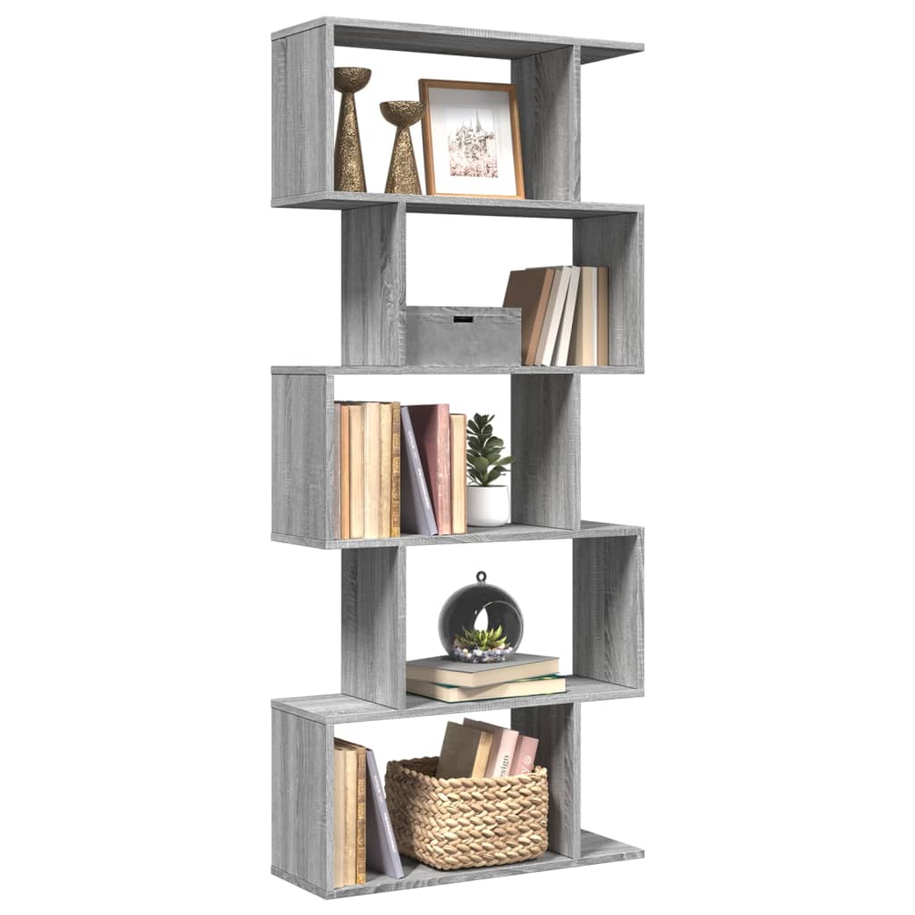 Libreria Divisorio 5Piani Grigio Sonoma 70x24x161cm Truciolato