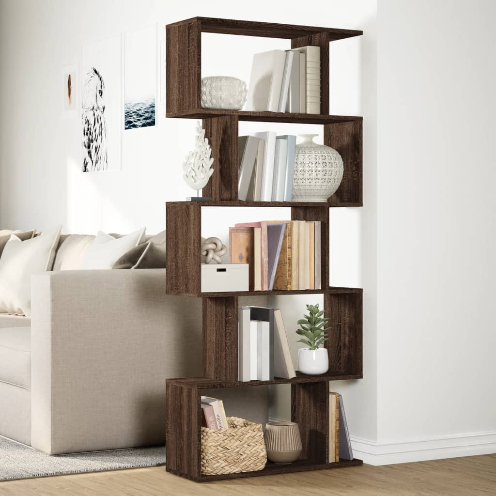 Libreria 5 Ripiani Rovere Marrone 70x24x161 cm in Truciolato