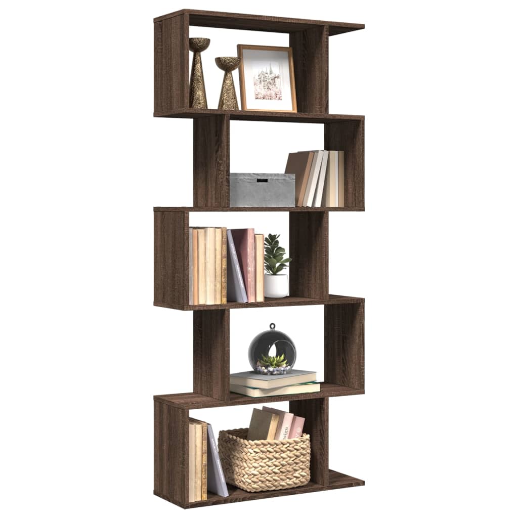 Libreria 5 Ripiani Rovere Marrone 70x24x161 cm in Truciolato