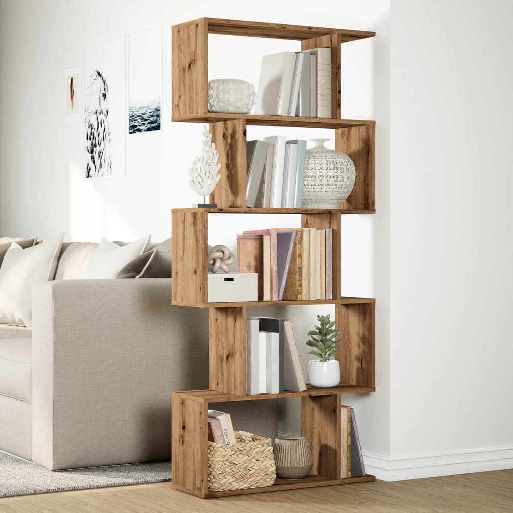 Libreria 5 Ripiani Rovere Artigianale 70x24x161 cm Truciolato | homemem39
