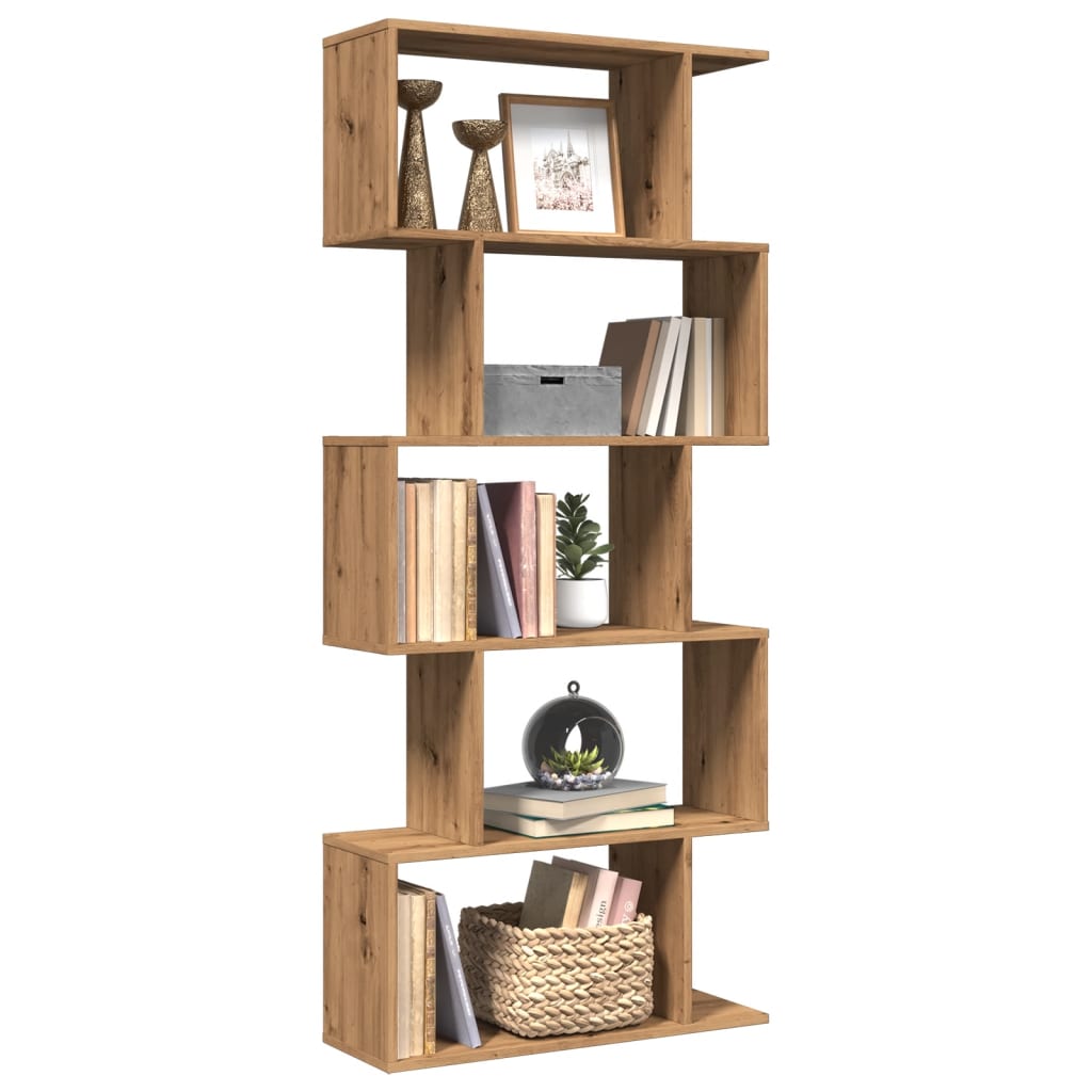 Libreria 5 Ripiani Rovere Artigianale 70x24x161 cm Truciolato | homemem39
