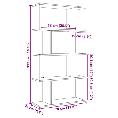 Libreria Divisorio 4 Ripiani Bianca 70x24x129 cm in Truciolato