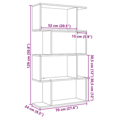 Libreria Divisorio 4 Ripiani Grigio 70x24x129 cm Truciolato