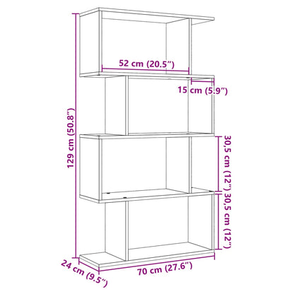 Libreria 4 Ripiani Legno Vecchio 70x24x129 cm in Truciolato