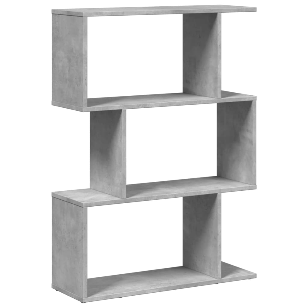 Libreria Divisorio 3Piani Grigio Cemento 70x24x97 cm Truciolato